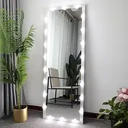 Full Length Mirror with Lights LETSFIELD 159 x 59cm Full Body Mirror with 22 Dimmable Lights, Aluminum Frame, Smart Touch, Free Standing/Horizontal/Vertical (Silver)