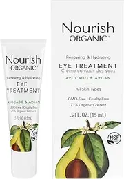 Nourish Organic Eye Treatment, Avocado & Argan – Renewing & Hydrating Under Eye Brightener with Vitamin C + Washable Cotton Round