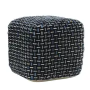 Amelia Black Polyester Square Cube Ottoman