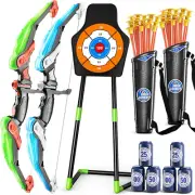 2 Pack Kids Bow and Arrow Set, LED Light up Archery Toy Set with 30 Suction Cup