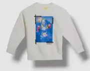 $355 Off-White Kids Boys' White Monsterlisa Crewneck Pullover Sweatshirt Size 4