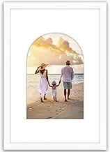 Americanflat 8x12 Picture Frame with Arch Mat Insert and Shatter-Resistant Glass - Signature Collection - Designer Photo Frames for Wall Display - 12x18 Poster Frame without Mat - White