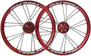 14 16 Inch BMX Folding Bike Wheelset Disc Brake 412 305 Bicycle Front Rear Wheels Single Speed Bearing Hubs with 9T Sprocket (Color : Red, Size : 14inch)
