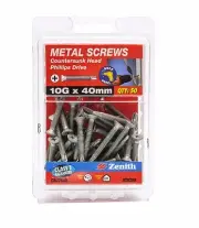 Zenith METAL SCREW COUNTERSUNK Rib PHILLIPS Drive GALVANISED 50pc 10Gx40 or 65mm