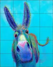 Donkey Tile Backsplash Susan Libby Animal Art Ceramic Mural SLA069