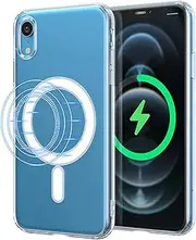 UEEBAI Wireless Charging TPU Phone Case for iPhone XR, Built-in Magnets Compatible with MagSafing Faster Charging Slim Fit Soft Cover - Transparent