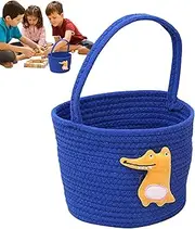 ETUCYNG 20x20x17cm Toy Baskets Woven Basket Blanket Baskets Woven Cotton Rope Storage Basket With Handle For Living Room Toys Organizer