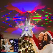 2024 Upgraded Christmas Tree Topper Star with 360°Rotating LED Lights [Dual Proj