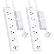2 Pack Power Strip Surge Protector, 10 Ft Ultra Thin Flat Plug Extension Cord...