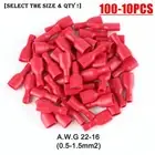 100-10Pcs Electrical Wire Connectors Fully Insulated Crimp Female Spade Terminal
