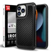Tough On Iron Shield Carbon Fiber Phone Case for iPhone 13 Pro Max - Black