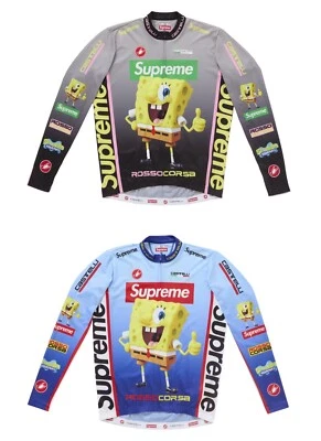 Supreme SpongeBob SquarePants Castelli L/S Cycling Jersey Black Blue Size M