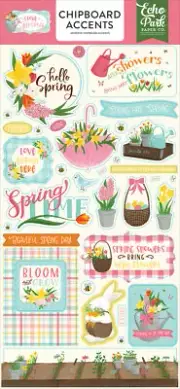 Echo Park Paper I LOVE SPRING 6x13 Sheet of Chipboard Accents
