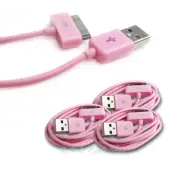 3 PCS USB SYNC DATA POWER CHARGER CABLE IPAD IPHONE IPOD CLASSIC TOUCH NANO PINK