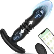Thrusting Anal Plug Vibrator Plugs Trainer Massager With APP ControlSex Toy Bluetooth Control Stimulator Plug with 7 Modes, Waterproof, USB Rechargebale, 100% Sensitive Control, 90 Counts (Classic Black)