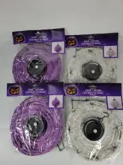 4 Light Up Paper Lanterns Halloween Hanging Decoration Purple white bats spiders