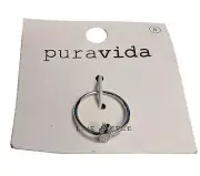 NEW Pura Vida Pineapple Band Ring Size 8 Silver Tone Green Enamel Stem