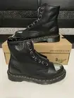 New Dr. Martens 1460 MP Lunar Black Leather Zip Toe Plate 31682001 Womens Sz 6-7
