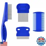 BRILLIRARE 4 Pack Flea Lice Comb, Stainless Steel Dog Cat Grooming Combs with