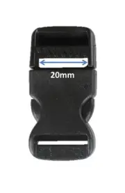 20mm Black Plastic Side Quick Release Buckle Clip – Belt Strap Backpack Bag RE