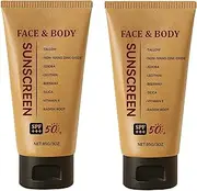 2 Pcs Mineral Tallow Sunscreen SPF 50, Natural Mineral Tallow & Zinc Oxide Sunscreen, Organic Non-Greasy Formula for Face and Body, Water Resistant, Lightweight Sun Shield Cream