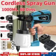Cordless Electric High Pressure Spray Gun Airless Paint 1000ML Sprayer Battery