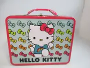 Hello Kitty Tin Lunch Box Carry All Pink and Blue