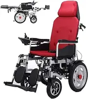 Foldable Heavy Duty Electric Wheelchair With Headrest Adjustable Backrest And Pedal,Joystick,Drive With Electric Power Or Use As Manual Wheelchair(Red)
