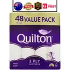 Quilton 3 Ply Toilet Paper Rolls 48 Value Pack - Soft and Smooth Tissue - AU