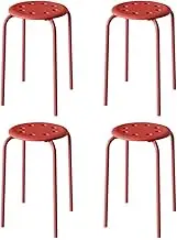 4 Pack Stackable Stools, 18in Classroom Chairs with Metal Frame, Portable Plastic Round Stools Backless Flexible Seating for Home School Students Office(Red)