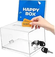 jojofuny Box Box Acrylic Trading Card Storage Box with Lock Clear Suggestion Box for Events Tip Jar with Key Access for Money Donations and Raffles