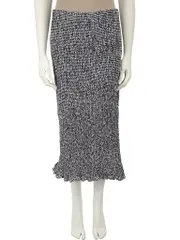 Grey Gingham Smocked Midi Skirt
