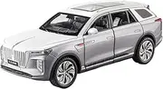 Die-cast Metal 1:24 for HONGQI E-HS9 H9 SUV Car Model Sound Light High Simulation Mini Vehicle Model Exquisite Presents Miniature Vehicle(Silver)