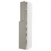 METOD / MAXIMERA hc w p-o func 1dr/4drw, white/Upplöv matt dark beige, 40x60x240 cm