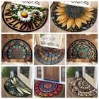 Flower Floral Half Round Doormat Boho Door Mat Welcome Rugs Indoor Outdoor