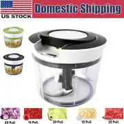 Manual Food Chopper - Portable Hand Pull String, Garlic Mincer, Onion Cutter
