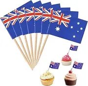 100 Pack Australian Toothpick Flags, Australia Countries Toothpicks Flag Australian Small Mini Stick Cupcake Toppers Australian Flags,Country Picks Party Celebration Food Bar Cake Flags (100 PC)