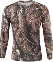 [Generic] Men's Round Neck Long Sleeves Tops Camouflage T Shirts Men's Outdoor Quick Drying Shirts Men Blouse Slim Fit Beach Casual Summer Autumn Blouse