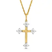 0.17 CT. T.W. Natural Diamond Clover Cross Pendant in 10K Yellow Gold