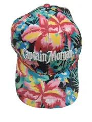 CAPTAIN MORGAN Spiced Rum All Over Hibiscus Floral Hawaiian Snapback Hat Cap