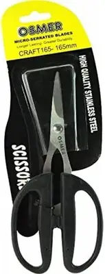 Serrated Edge Blades Craft Scissor, 165 mm Length, Black/Silver