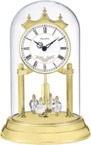 Bulova Heather Mantle Clock Westminster Chime Crystalline Gold Pendulum