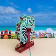 Handmade Turquoise Ferris Wheel 3D Pop Up Card