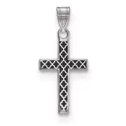 Sterling Silver Black Enameled Cross Hatch Cross Charm