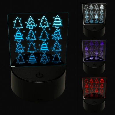 Christmas Trees Galore Pattern 3D Illusion LED Night Light Sign Lamp