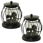 2 x Wild Garden Bird Mini Lantern Caged Seed Feeder With Squirrel Guard
