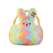 PEEPS JUMBO SIZE Rainbow Bunny Plush Easter Bunny Basket With Handle! - NEW!