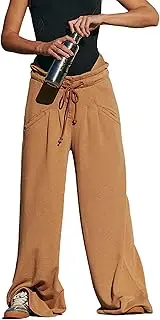 [Tiko Miko] Wide Leg Sweatpants Women High Waisted Cotton Baggy Flared Workout Pants Drawstring Athletic Joggers
