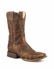 ROPER Square Toe Boot, Oily Tan/Oily Brown
