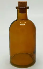 Amber Colored Round Glass Apothecary Style Medicine Bottle/Bud Jar H = 5.75 inch